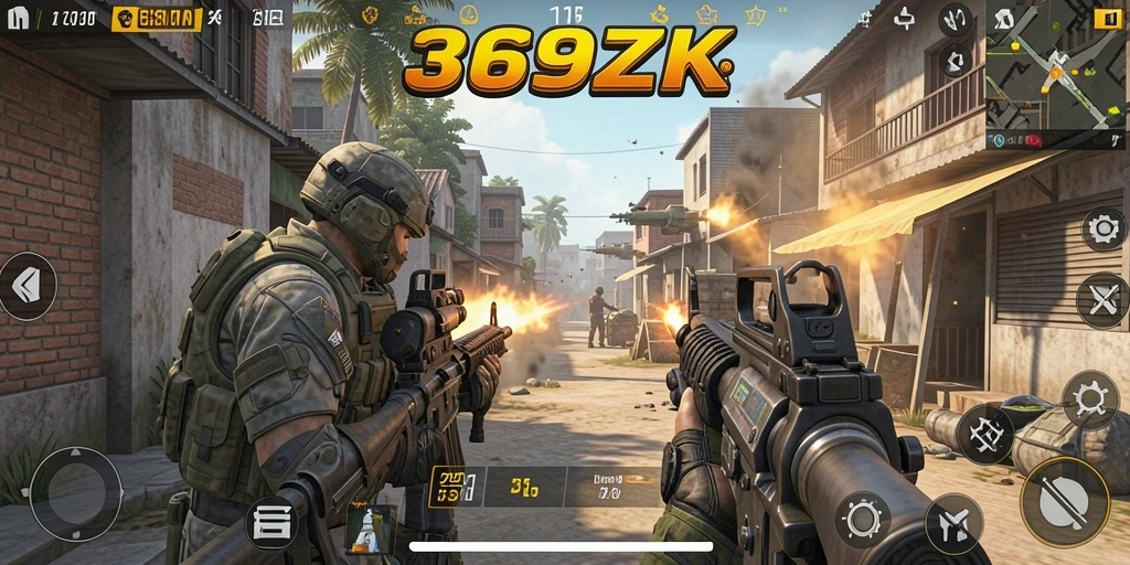Screenshot gameplay 369ZK yang menampilkan aksi tembak-menembak seru.
