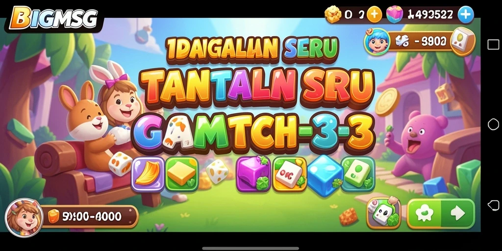 Tampilan gameplay Match-3 yang seru dan penuh warna.