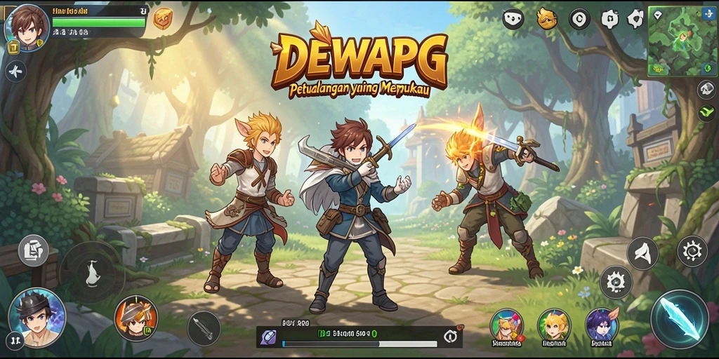 Tampilan menarik dari gameplay DEWAPG dengan karakter anime.