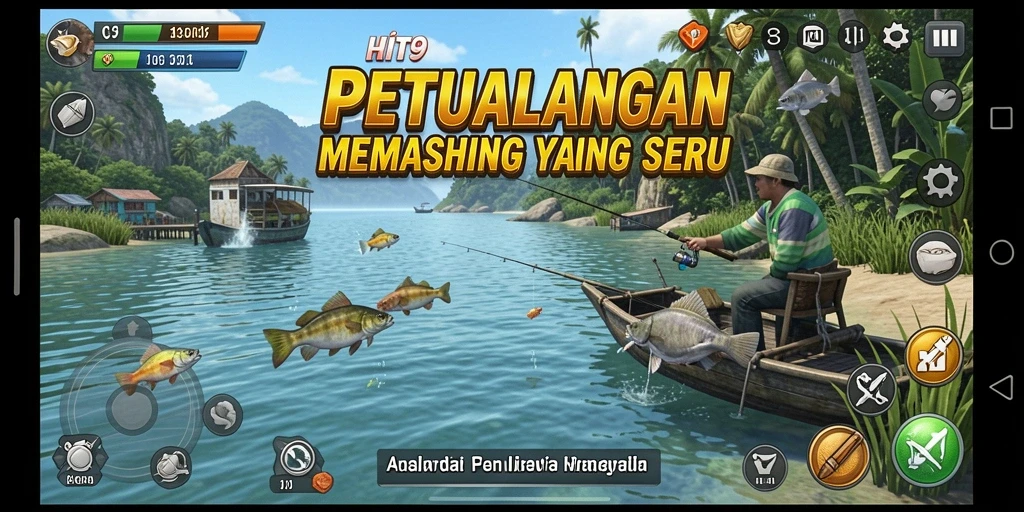 Tampilan gameplay HIT9 yang menarik dengan aksi memancing yang seru.
