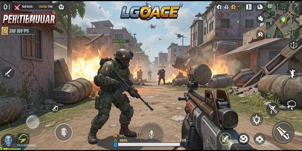 Tampilan gameplay seru LGOACE dengan aksi TPS yang mendebarkan.