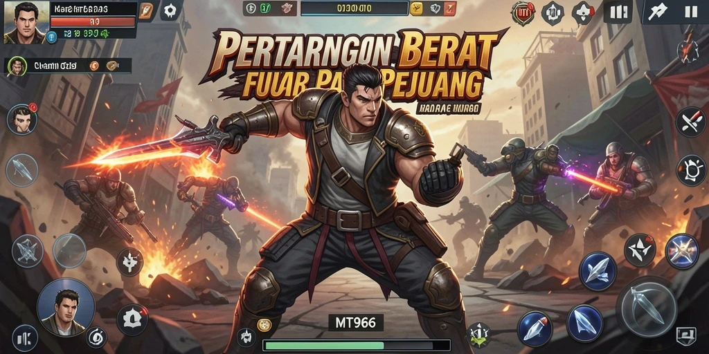 Tampilan gameplay MT966 yang mendebarkan dalam pertarungan sengit.