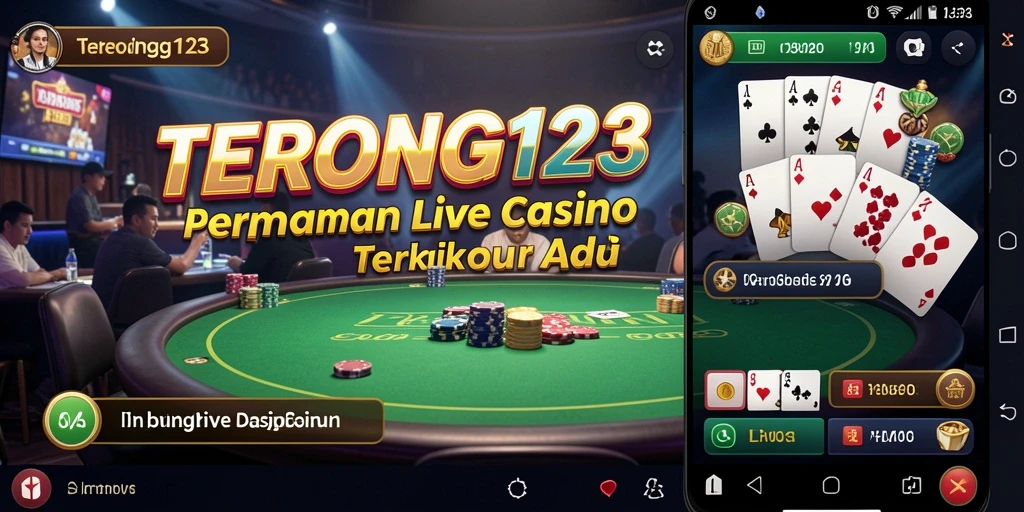 Screenshot gameplay Live Casino di TERONG123 menampilkan suasana kasino yang nyata.